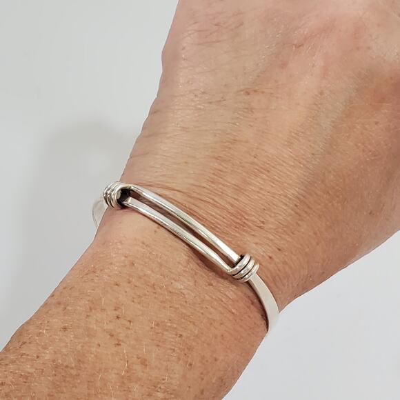 Ed Levin Signature Sterling Silver 925  Slide Bangle Bracelet 7" - Picture 3 of 6